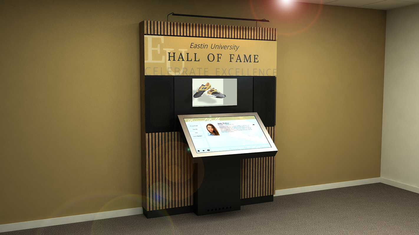 Modular Wall Unit with Pedestal and Holographic Display